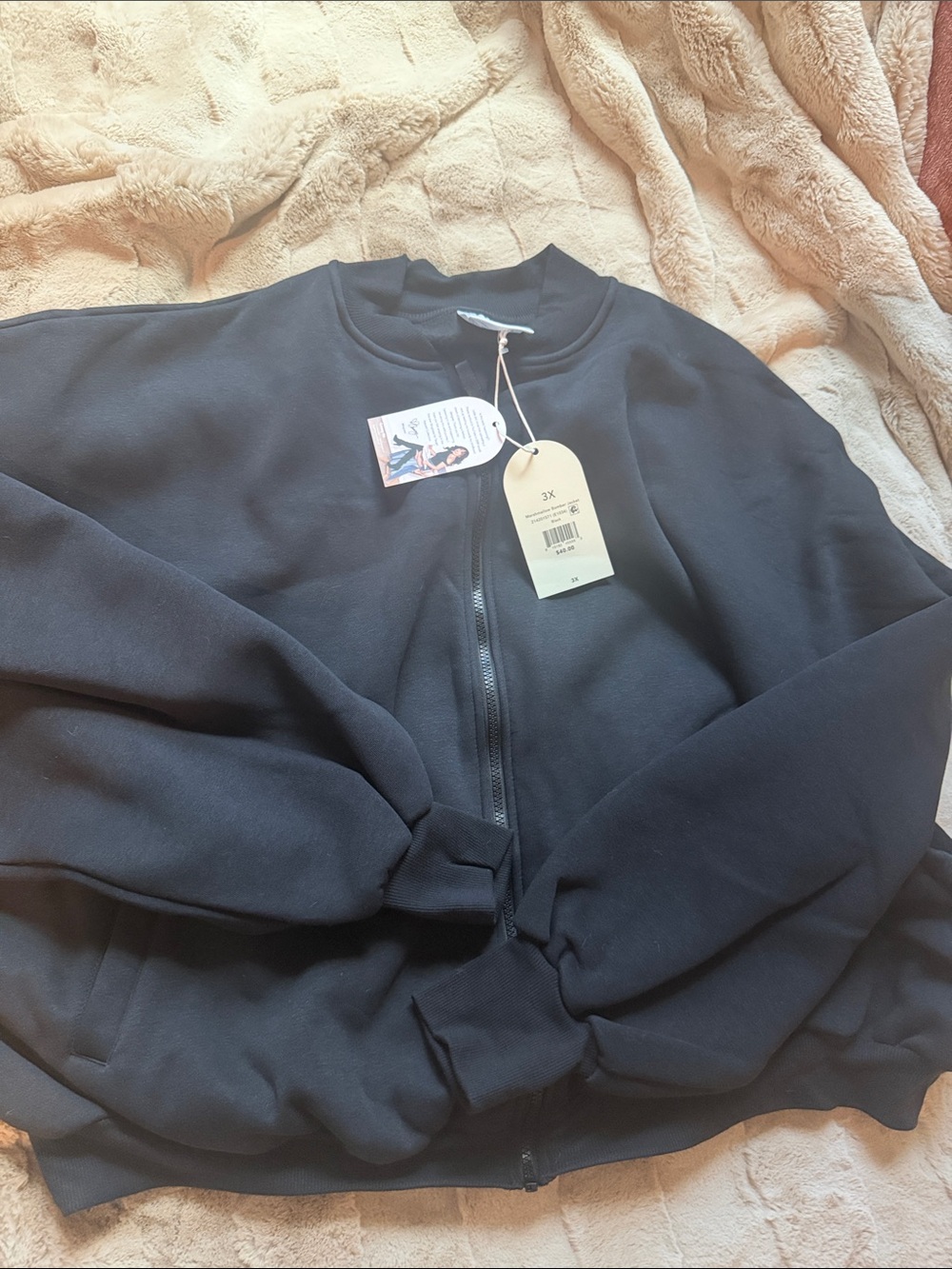 Black Blogilates Women’s Zip-Front Bomber Jacket